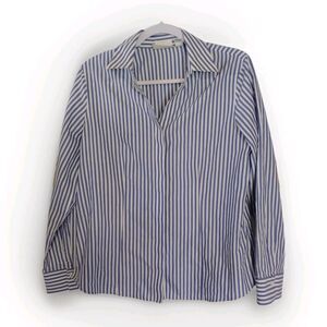 Chico's women's No Iron Blouse Shimmer Striped Long Sleeve Button Up Shirt